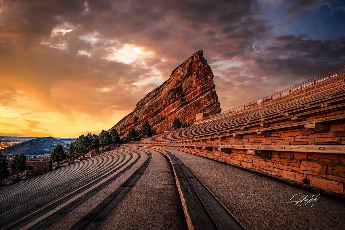 Red Rocks Amphitheater in late light